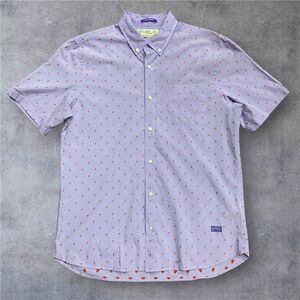 Scotch & Soda Aloha Tuesdays Hawaiian Palm Tree Purple Button Front Shirt Mens L